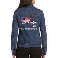 Half American Half Dominican Flag Combined Rd Usa Pride T Shirt Ladies Denim Jacket | Artistshot