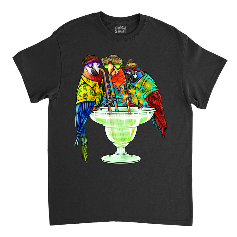 Parrots Drinking Margarita Hawaiian Vacation Birds Classic T-shirt by bummercaught | Artistshot