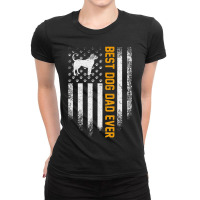 Vintage Usa Best Pitbull Dog Dad Ever American Flag Ladies Fitted T-shirt | Artistshot