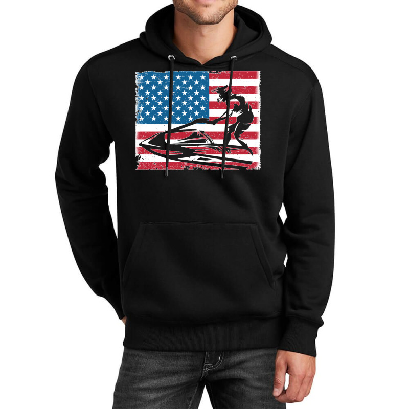 Jet Ski Water Sports Funny Slogan Gift Usa Flag Pullover Hoodie Unisex Hoodie by DARRELLWAYNEWELLS | Artistshot