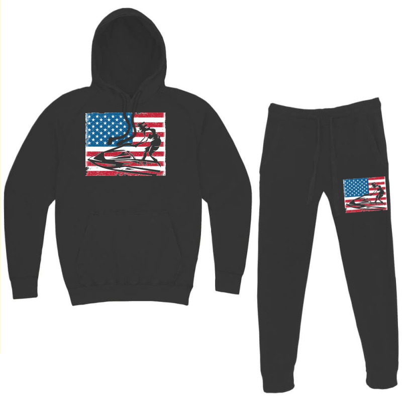 Jet Ski Water Sports Funny Slogan Gift Usa Flag Pullover Hoodie Hoodie & Jogger set by DARRELLWAYNEWELLS | Artistshot