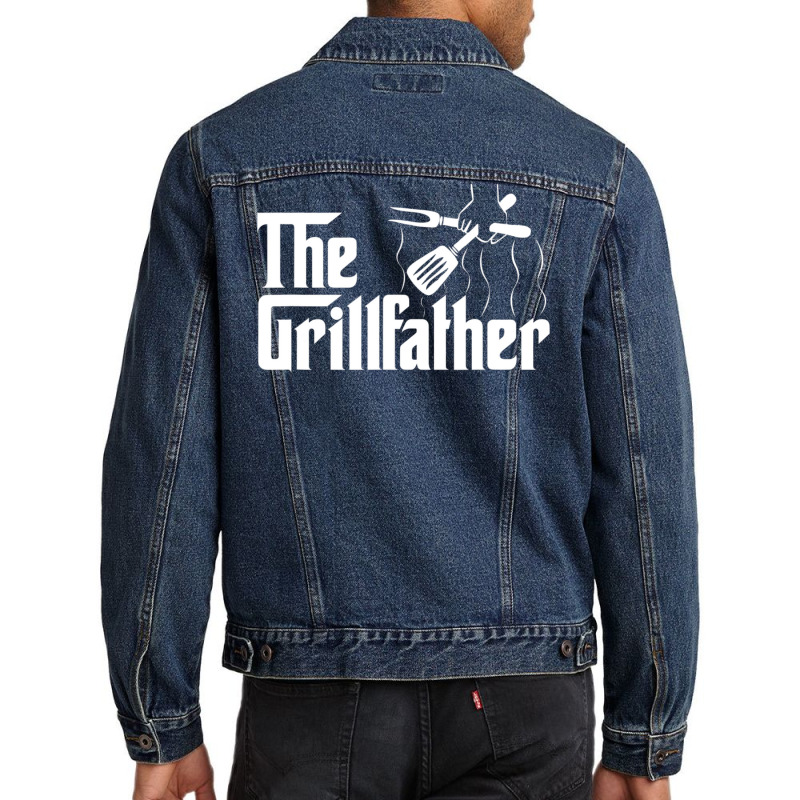 The Grillfather Bbq Grill & Smoker Barbecue Chef Men Denim Jacket | Artistshot