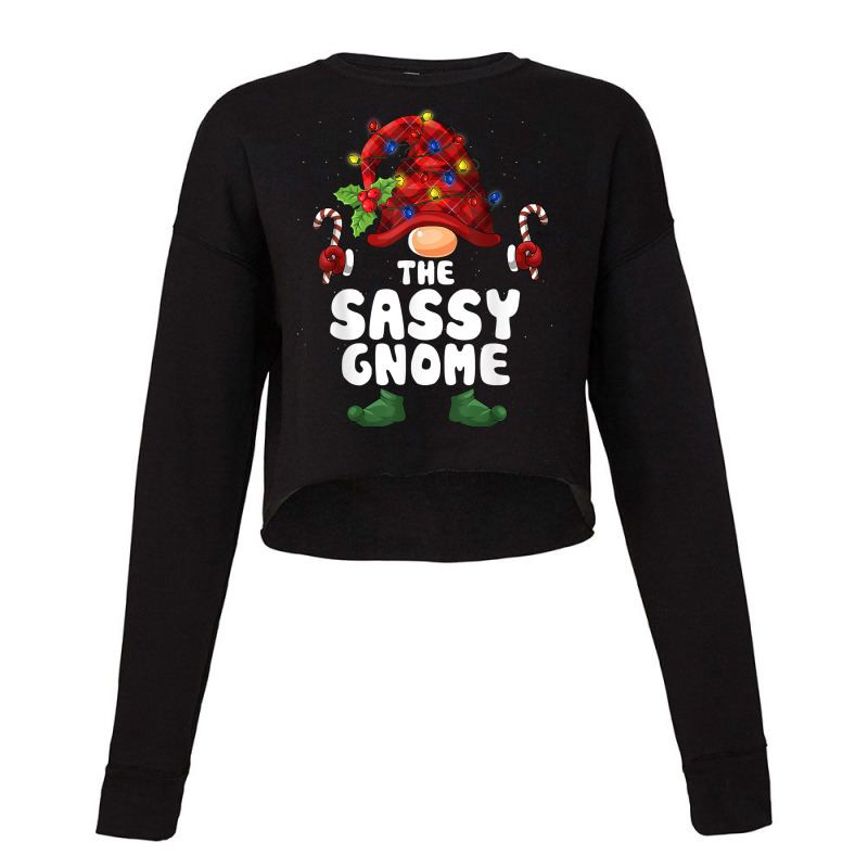 Sassy Gnome Lights Buffalo Plaid Matching Family Christmas T Shirt Cropped Sweater by gennej | Artistshot