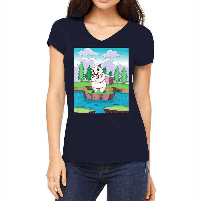 Cuddly Polar Bear On A Small Island On A Lake Premium T Shirt Women's V-Neck T-Shirt by been | Artistshot