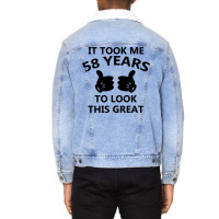 It Took Me 58 Years To Look This Great Unisex Sherpa-lined Denim Jacket | Artistshot