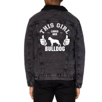 This Girl Loves Her Bulldog Unisex Sherpa-lined Denim Jacket | Artistshot