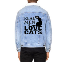 Real Men Love Cats Unisex Sherpa-lined Denim Jacket | Artistshot