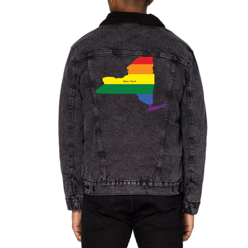 New York Rainbow Flag Unisex Sherpa-lined Denim Jacket | Artistshot