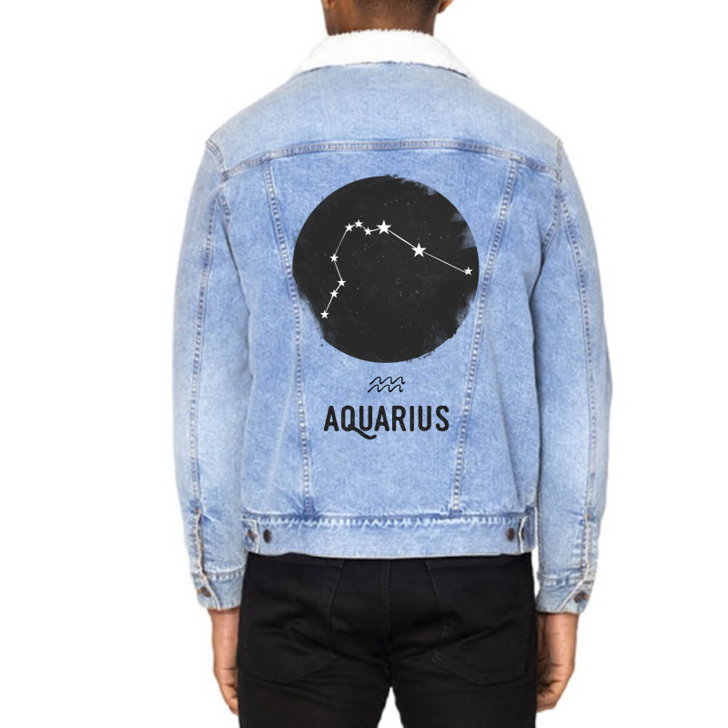 Minimal Aquarius Zodiac Sign Unisex Sherpa-lined Denim Jacket | Artistshot