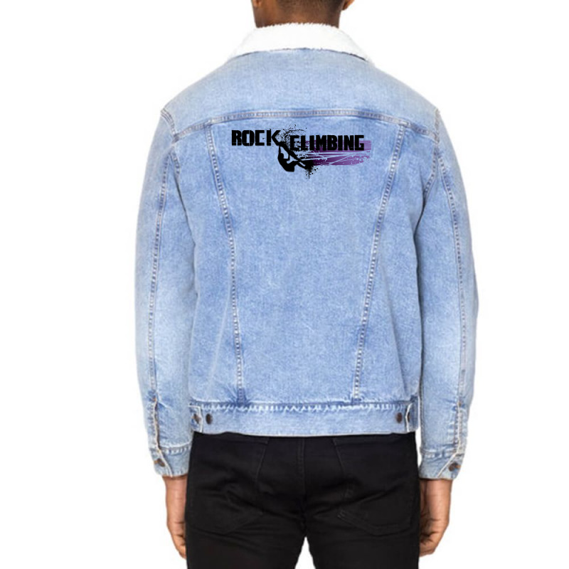 Rock Climbing Girl Unisex Sherpa-Lined Denim Jacket by DitreamX | Artistshot