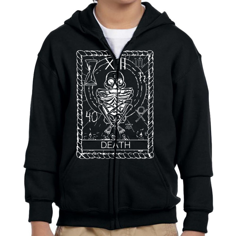 Vintage Occult Death Tarot Card Satanic Witchcraft Youth Zipper Hoodie by behindcedar22 | Artistshot