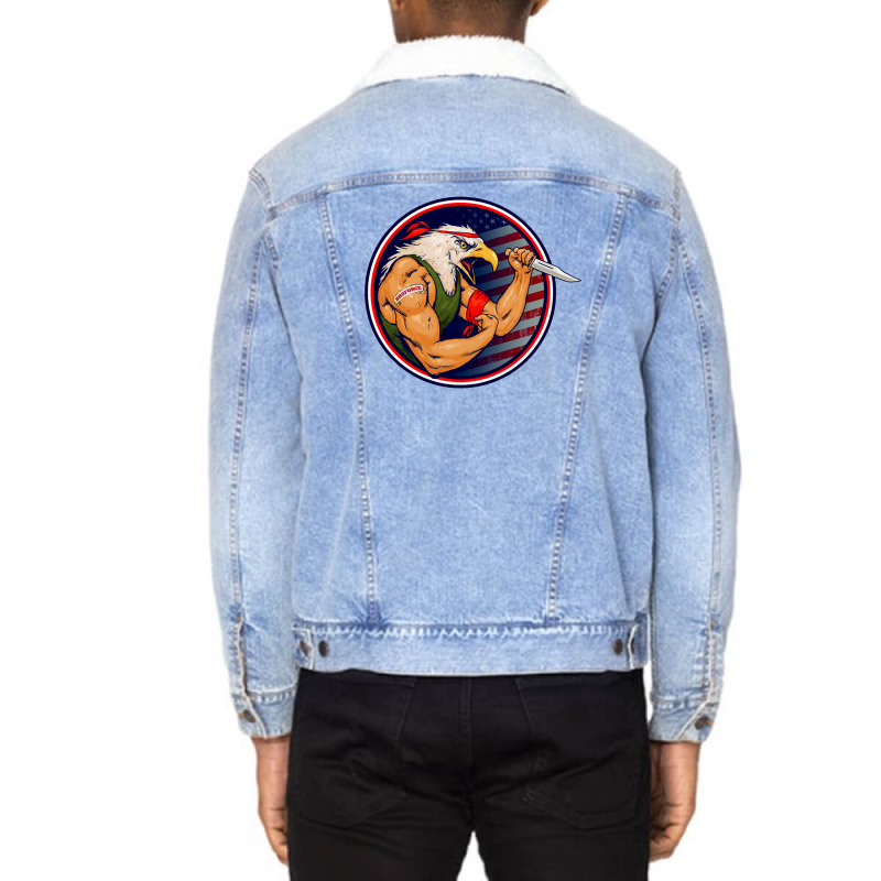 Eaglebro Force Unisex Sherpa-Lined Denim Jacket by TheSamsat | Artistshot