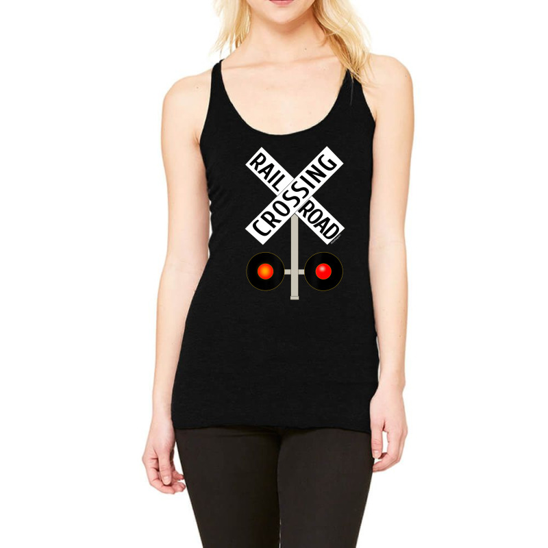 Train Railroad Crossing With Lights Road Sign Racerback Tank by yumgaugeteuda | Artistshot