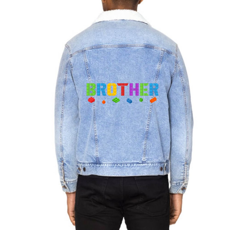 Brother Funny Blocks Master Builder Brick Builder Birthday Long Sleeve Unisex Sherpa-lined Denim Jacket | Artistshot