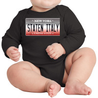 Funny Staten Italy Island Ny New York Italian Flag American T Shirt Long Sleeve Baby Bodysuit | Artistshot