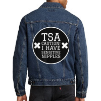 Tsa Caution I Have Sensitive Nipples - Vacation Tee Men Denim Jacket | Artistshot