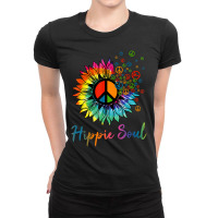 Daisy Peace Sign Hippie Soul Retro Hippie Flower Lovers Ladies Fitted T-shirt | Artistshot