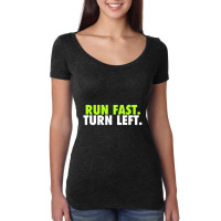 Run Fast Turn Left Funny Track Runner Motivational Fitness Women's Triblend Scoop T-shirt | Artistshot