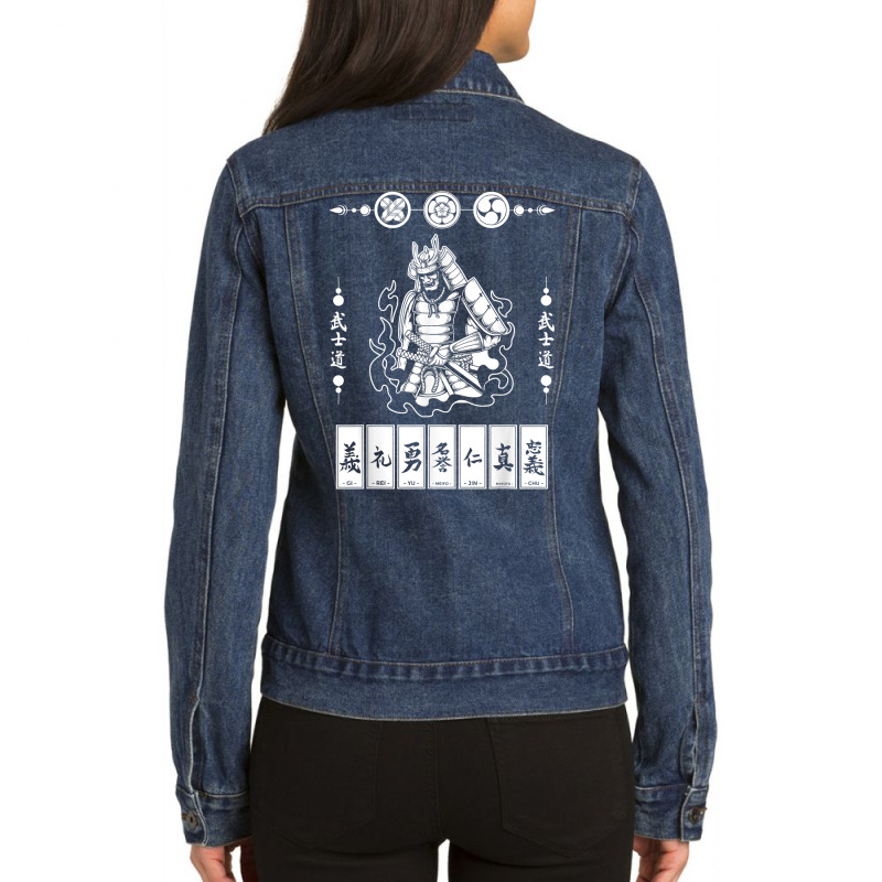 Bushido Code Samurai Japanese Warrior Kanji T Shirt Ladies Denim Jacket by toraprqwfg | Artistshot