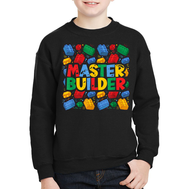 Vintage Master Builder Shirt Funny Brick Builder Blocks Gift Youth Sweatshirt | Artistshot