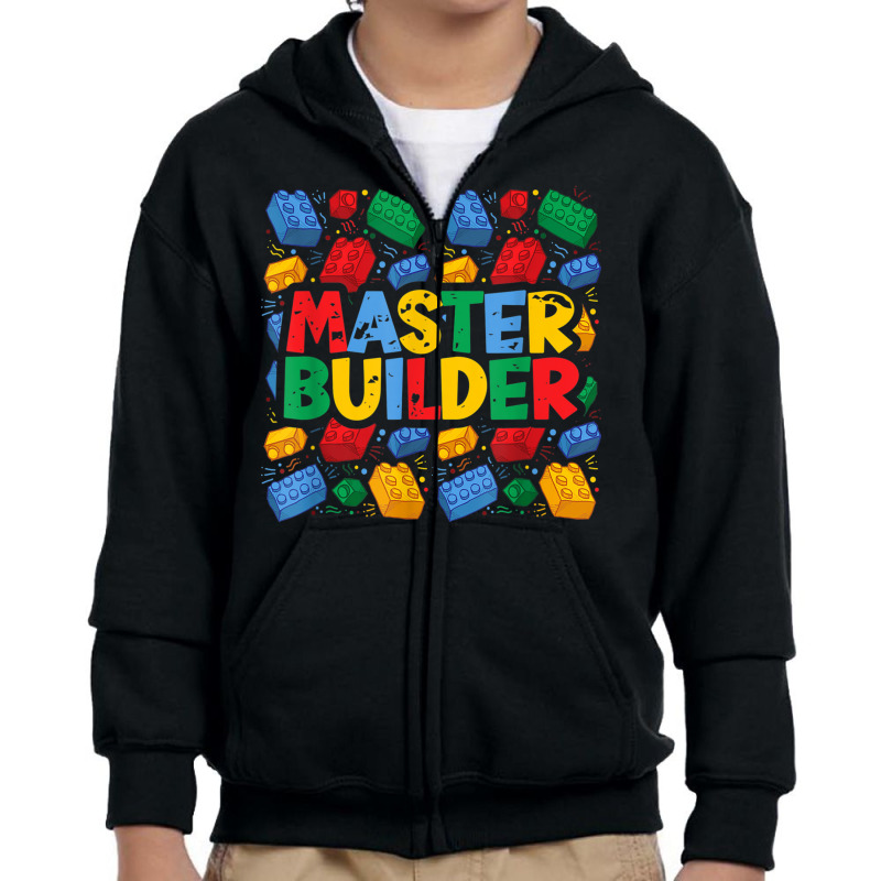 Vintage Master Builder Shirt Funny Brick Builder Blocks Gift Youth Zipper Hoodie | Artistshot