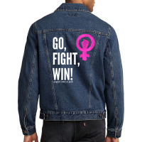 Go Fight Win Support Women In Sports Women's Day Men Denim Jacket | Artistshot