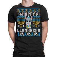 Happy Llamakkah Llama Ugly Hanukkah Ugly Sweater T Shirt T-shirt | Artistshot