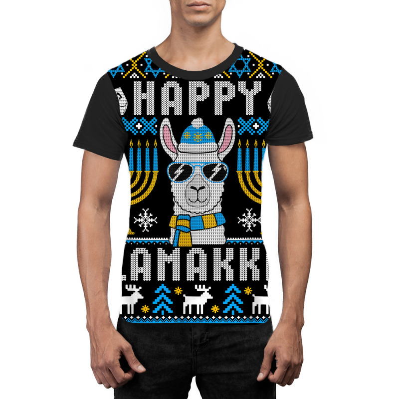 Happy Llamakkah Llama Ugly Hanukkah Ugly Sweater T Shirt Graphic T-shirt | Artistshot