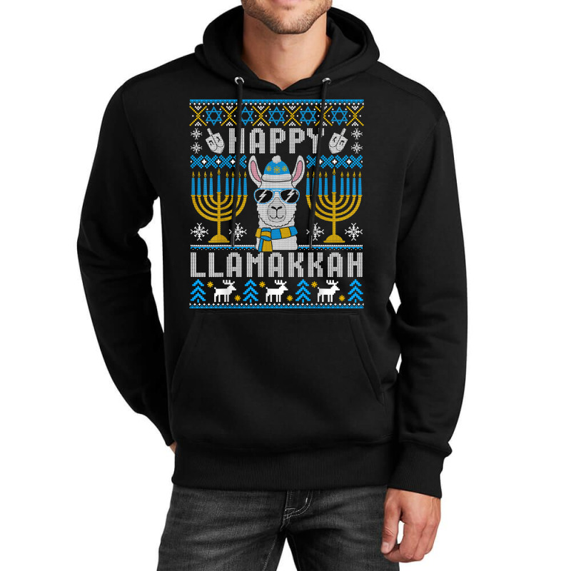 Happy Llamakkah Llama Ugly Hanukkah Ugly Sweater T Shirt Unisex Hoodie | Artistshot