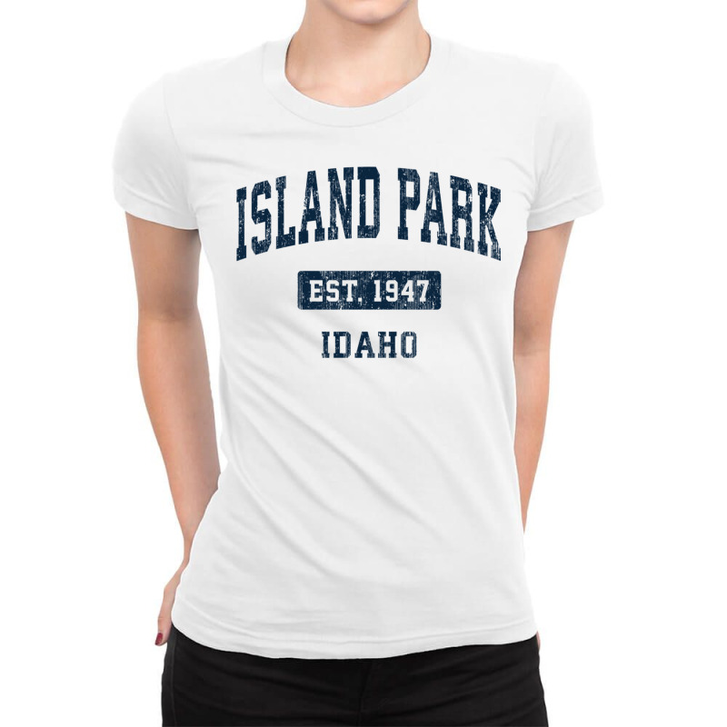 Island Park Idaho Id Vintage Sports Established Navy Design Sweatshirt Ladies Fitted T-Shirt by sunda | Artistshot