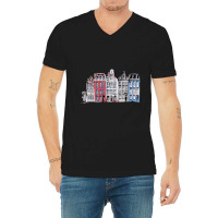 Amsterdam Skyline V-neck Tee | Artistshot