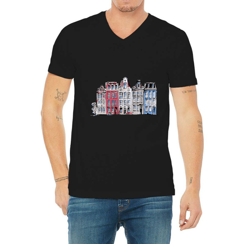 Amsterdam Skyline V-Neck Tee by femalesbaubles | Artistshot