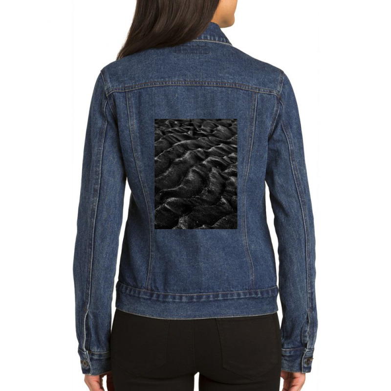 Black Sand Waves Ladies Denim Jacket by LouisPlumley | Artistshot