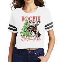 Funny Cowboy Horsing Rocking Around Christmas Tree Western Sweatshirt Scorecard Crop Tee | Artistshot