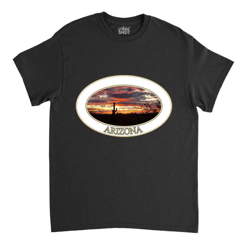 Arizona Sunset With Saguaro Cactus Classic T-shirt by declangreenwood | Artistshot