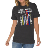 No One Fights Alone Usa Flag Veterans Army Police Ems Vintage T-shirt | Artistshot