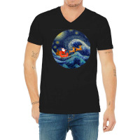 Starry Santa Night V-neck Tee | Artistshot