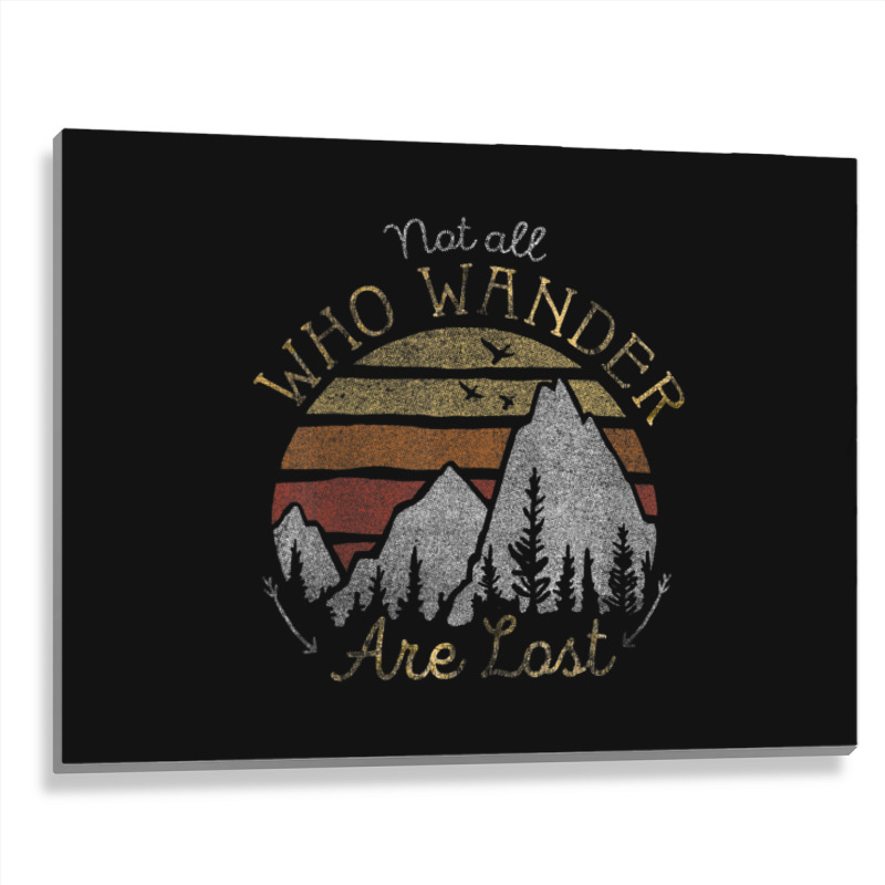 Not All Who Wander Are Lost Gradient Mountain Gold Metal Print Horizontal | Artistshot