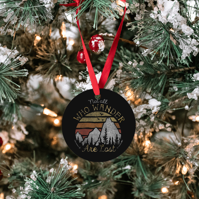 Not All Who Wander Are Lost Gradient Mountain Gold Ornament | Artistshot