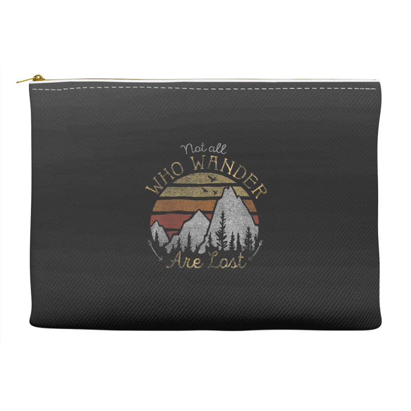 Not All Who Wander Are Lost Gradient Mountain Gold Accessory Pouches | Artistshot