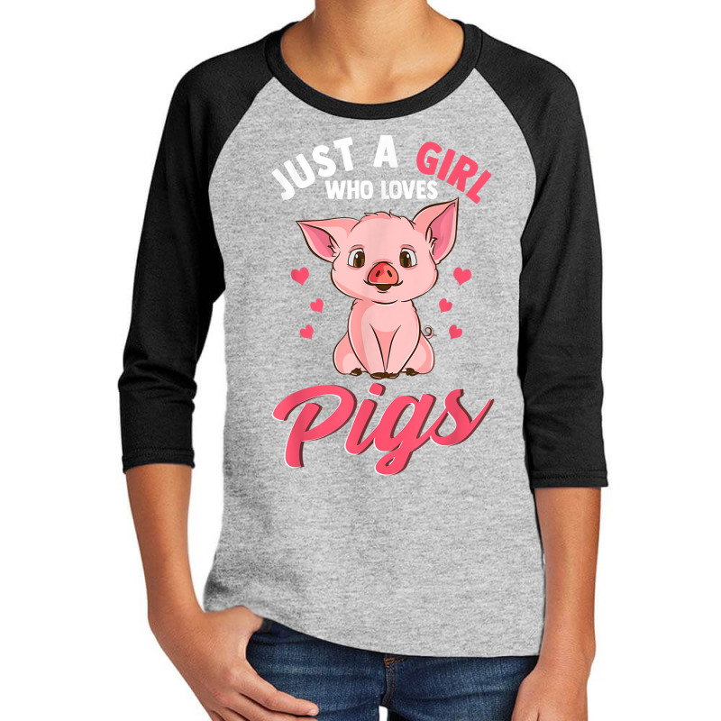 Just A Girl Who Loves Pigs Hog Lover Cute Farmer Youth 3/4 Sleeve | Artistshot