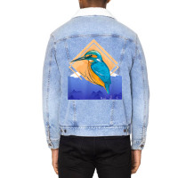 King Fisher Set Over Mountain In Spring Unisex Sherpa-lined Denim Jacket | Artistshot