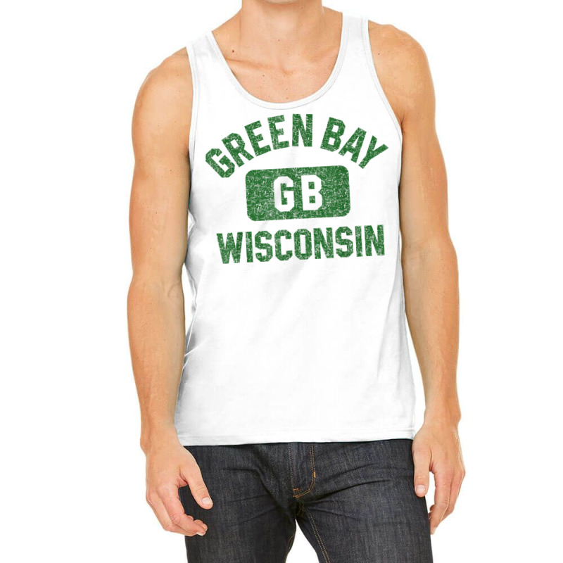 Green Bay Wisconsin Gb Gym Style Distressed Green Print Tank Top | Artistshot