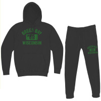 Green Bay Wisconsin Gb Gym Style Distressed Green Print Hoodie & Jogger Set | Artistshot