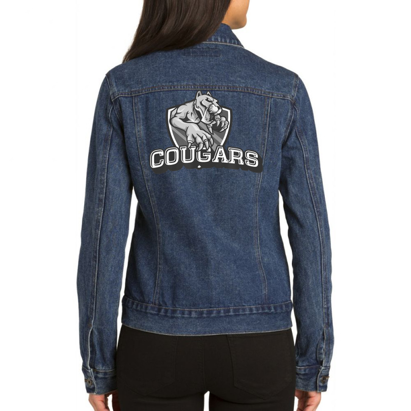 Cougars Fan Team Supporter Sports Animal Wildlife Lover Ladies Denim Jacket by michaelshhot | Artistshot