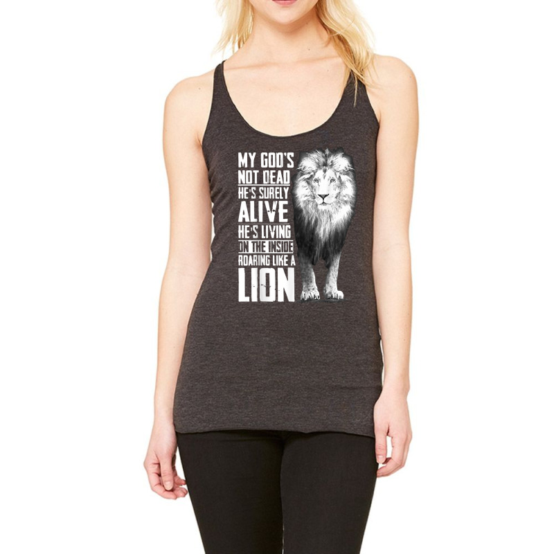 My God's Not Dead He's Surely Alive, Christian Jesus Lion T Shirt Racerback Tank by kleebbi | Artistshot