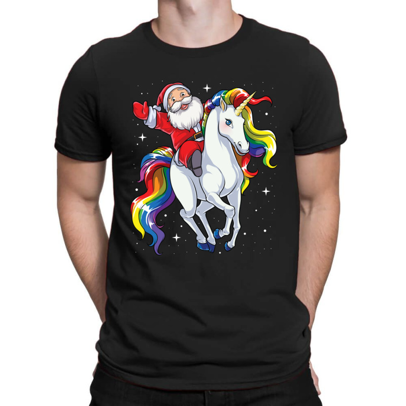 Santa Riding Unicorn T Shirt Christmas Gifts Rainbow Space Xmas Gifts  T-shirt | Artistshot