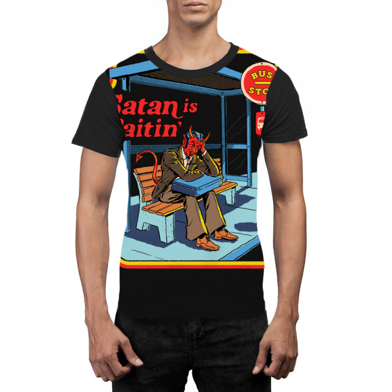 Satan Is Waitin' Graphic T-shirt | Artistshot