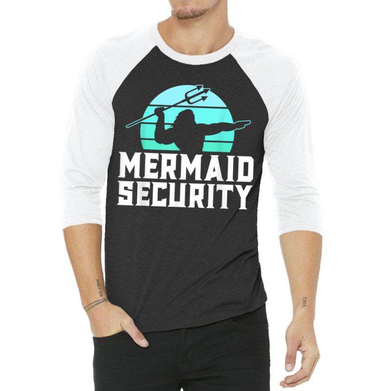 Mermaid Security Mens Boys Swimmer Dad Merdad Trident 3/4 Sleeve Shirt | Artistshot