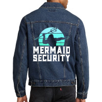 Mermaid Security Mens Boys Swimmer Dad Merdad Trident Men Denim Jacket | Artistshot